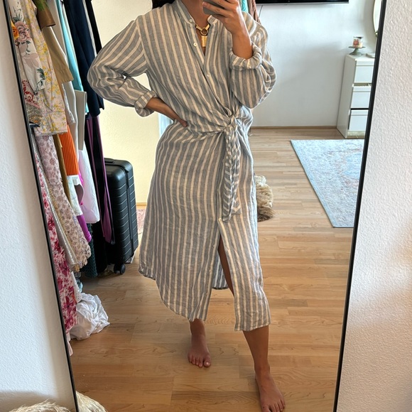 FRAME Tie-up Striped Dress - Picture 3 of 9